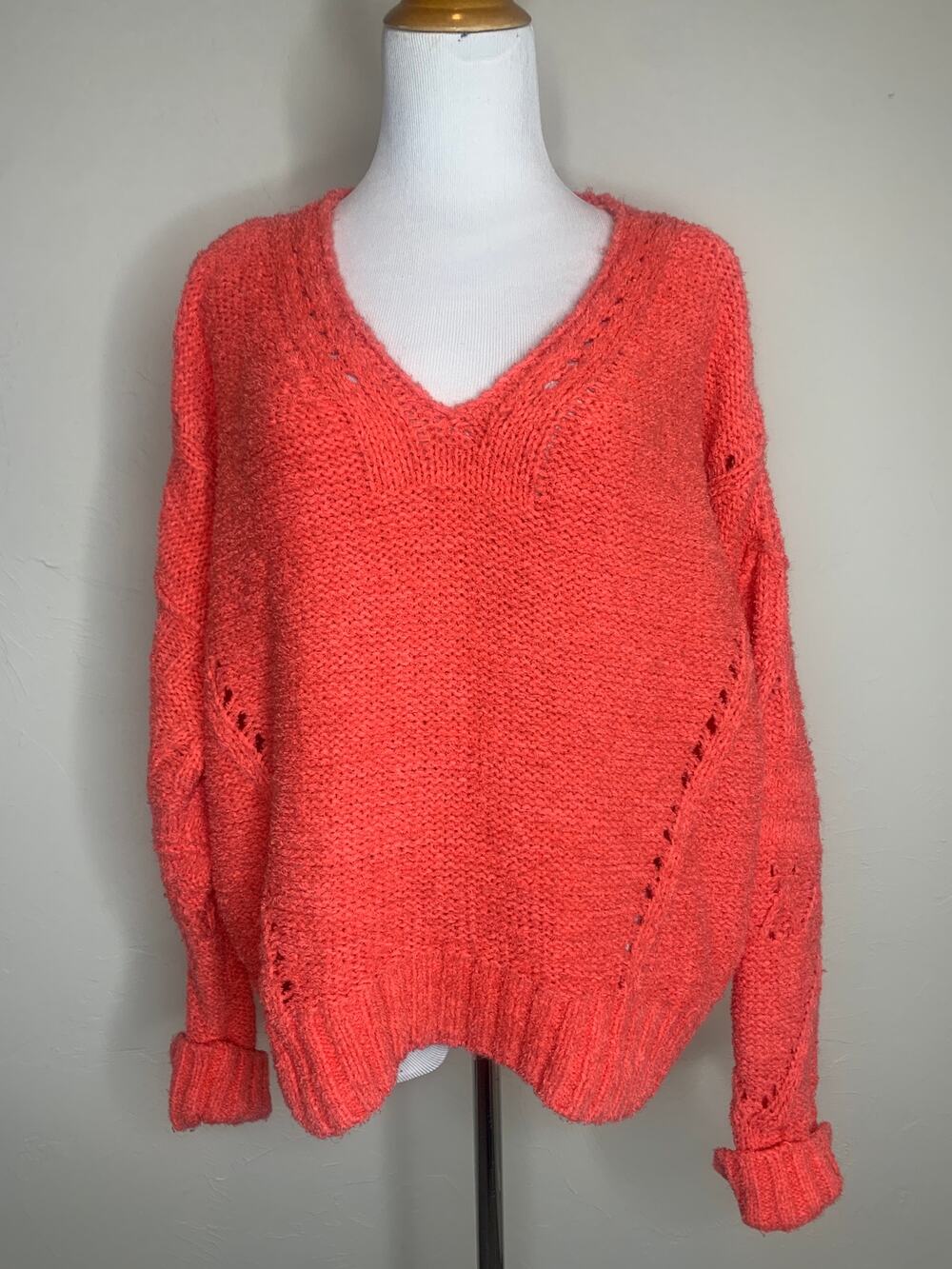Anthropologie Pilcro Coral Heavy Oversized Sweater Sz Medium